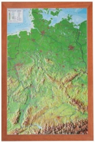 Nyomtatványok Deutschland, Reliefkarte, mit Holzrahmen André Markgraf