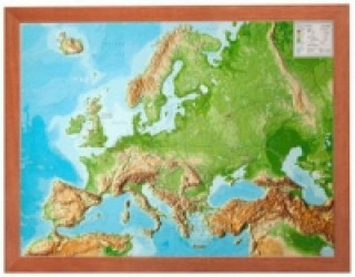 Hra/Hračka Europa, Reliefkarte, mit Holzrahmen André Markgraf