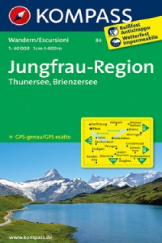 Tlačovina Jungfrau-Region - Thunersee 84 NKOM 1:40T Kompass-Karten Gmbh
