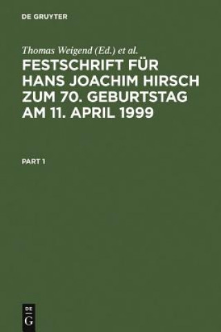 Libro Festschrift fur Hans Joachim Hirsch zum 70.Geburtstag am 11.April 1999 Georg Küpper