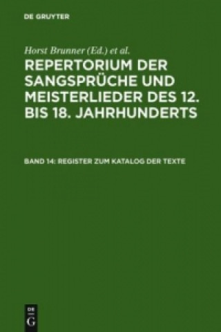 Knjiga Register Zum Katalog Der Texte Horst Brunner