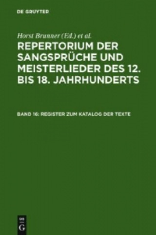 Libro Register Zum Katalog Der Texte Horst Brunner