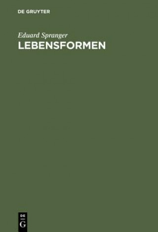 Livre Lebensformen Eduard Spranger