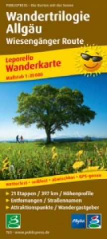 Materiale tipărite PublicPress Wanderkarte Wandertrilogie Allgäu - Wiesengänger Route 