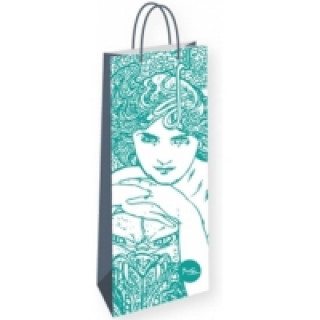 Papierenský tovar Alfons Mucha - Emerald/dárková taška na lahev 