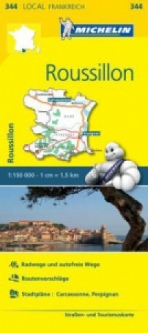 Prasa Michelin Karte Roussillon. Aude, Pyrénées-Orientales Michelin