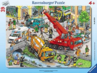 Gra/Zabawka Ravensburger Kinderpuzzle - 06768 Rettungseinsatz - Rahmenpuzzle für Kinder ab 4 Jahren, mit 39 Teilen Peter Nieländer