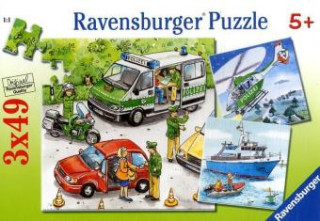 Hra/Hračka Ravensburger Kinderpuzzle - 09221 Polizeieinsatz - Puzzle für Kinder ab 5 Jahren, mit 3x49 Teilen Katharina Wieker