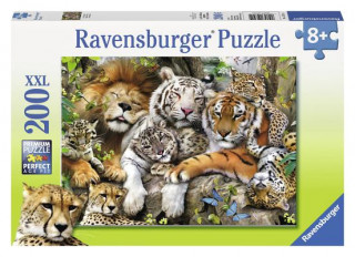 Játék Ravensburger Kinderpuzzle - 12721 Schmusende Raubkatzen - Tier-Puzzle für Kinder ab 8 Jahren, mit 200 Teilen im XXL-Format 