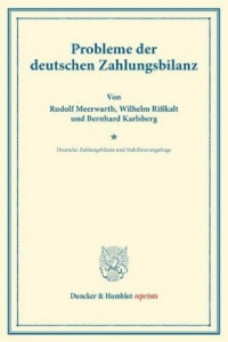 Kniha Probleme der deutschen Zahlungsbilanz. Rudolf Meerwarth