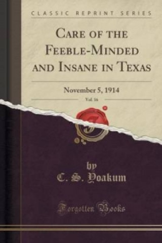 Kniha Care of the Feeble-Minded and Insane in Texas, Vol. 16 C S Yoakum