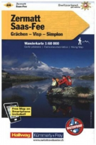 Nyomtatványok Kümmerly+Frey Karte Zermatt, Saas Fee Wanderkarte 