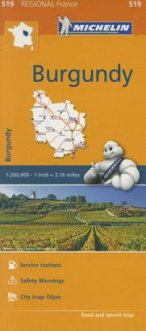 Tiskovina Burgundy - Michelin Regional Map 519 Michelin Travel & Lifestyle