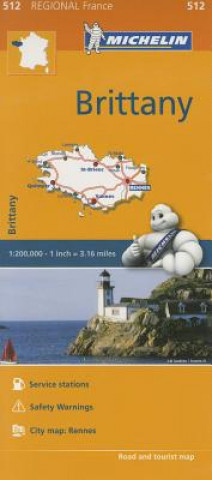 Nyomtatványok Brittany - Michelin Regional Map 512 Michelin Travel & Lifestyle