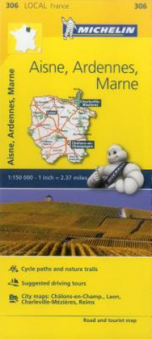 Tiskovina Aisne, Ardennes, Marne - Michelin Local Map 306 