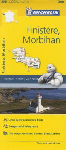 Tiskovina Finistere, Morbihan - Michelin Local Map 308 