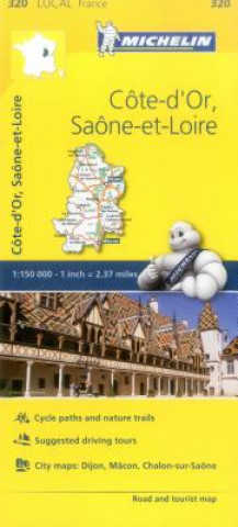 Tiskanica Cote-d'Or, Saone-et-Loire - Michelin Local Map 320 