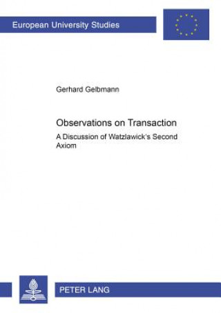 Kniha Observations on Transaction Gerhard Gelbmann
