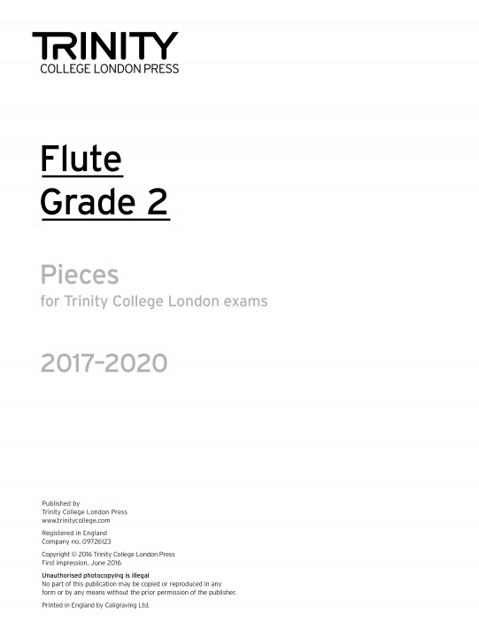 Printed items Trinity College London: Flute Exam Pieces Grade 2 2017-2020 (part only) TRINITY COLLEGE LOND