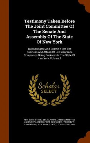 Kniha Testimony Taken Before the Joint Committee of the Senate and Assembly of the State of New York 