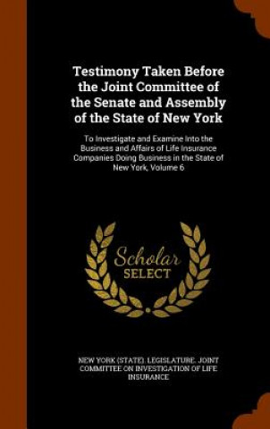 Kniha Testimony Taken Before the Joint Committee of the Senate and Assembly of the State of New York 