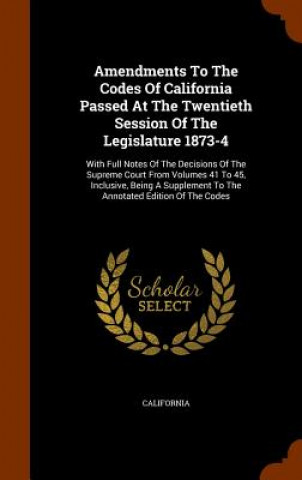 Książka Amendments to the Codes of California Passed at the Twentieth Session of the Legislature 1873-4 