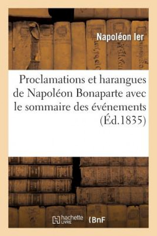 Kniha Proclamations Et Harangues de Napoleon Bonaparte Avec Le Sommaire Des Evenemens Napoleon