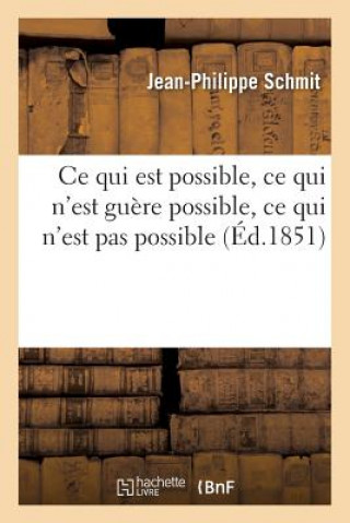 Könyv Ce Qui Est Possible, Ce Qui n'Est Guere Possible, Ce Qui n'Est Pas Possible Schmit-J-P