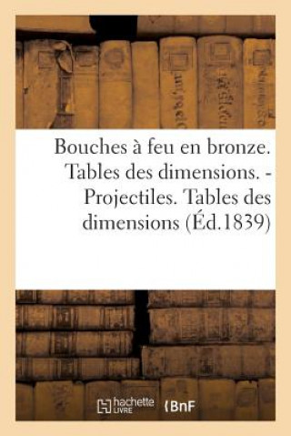 Kniha Bouches A Feu En Bronze. Tables Des Dimensions. Projectiles. Tables Des Dimensions Sans Auteur