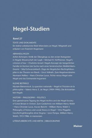 Kniha Hegel-Studien / Hegel-Studien Band 27 (1992) FRIEDHELM NICOLIN