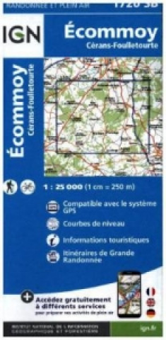 Materiale tipărite IGN Karte, Serie Bleue Ecommoy Cerans Foulletoutre 