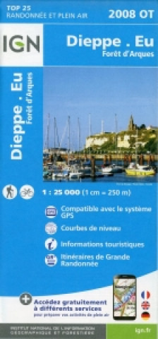 Tiskovina IGN Karte, Carte de randonnée (et plein air) Dieppe - Eu - Foret d'Arques 