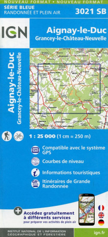 Tiskovina IGN Karte, Serie Bleue Aignayle le Duc 