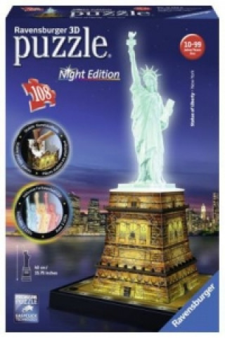 Hra/Hračka Ravensburger 3D Puzzle Freiheitsstatue bei Nacht 12596 - Das berühmte Bauwerk in New York als Night Edition mit LED 