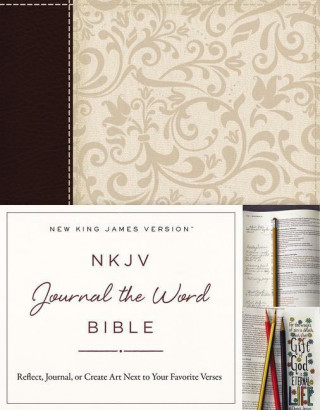 Книга NKJV, Journal the Word Bible, Leathersoft, Brown/Cream, Red Letter Edition Thomas Nelson