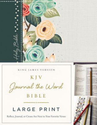 Книга KJV, Journal the Word Bible, Large Print, Cloth over Board, Green Floral, Red Letter Thomas Nelson
