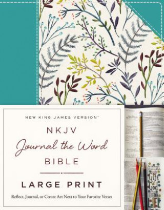 Книга NKJV, Journal the Word Bible, Large Print, Cloth over Board, Blue Floral, Red Letter Thomas Nelson