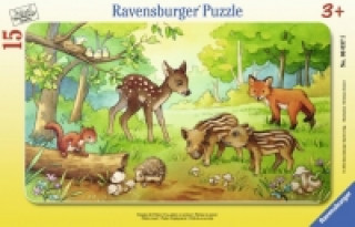 Game/Toy Tierkinder des Waldes. Rahmenpuzzle 15 Teile 