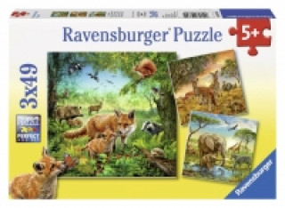 Joc / Jucărie Tiere der Erde Puzzle 3 x 49 Teile 