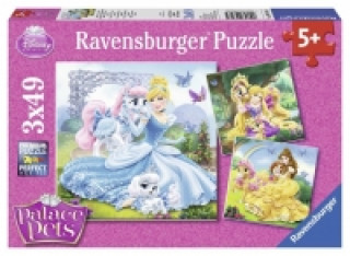 Játék Disney Palace Pets: Belle, Cinderella und Rapunzel. Puzzle 3 x 49 Teile 