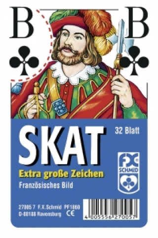 Game/Toy Klassisches Skatspiel, Französisches Bild mit großen Eckzeichen. 32 Karten in Klarsicht-Box. FXS Traditionelle Spielkarten 