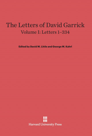 Książka Letters of David Garrick, Volume I, Letters 1-334 David M. Little