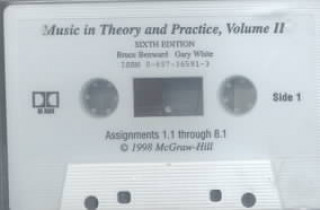 Audio Audio Cassette Recorded Examples Volume II to Accompany Music in Theory and Practice, Volume II Bruce Benward