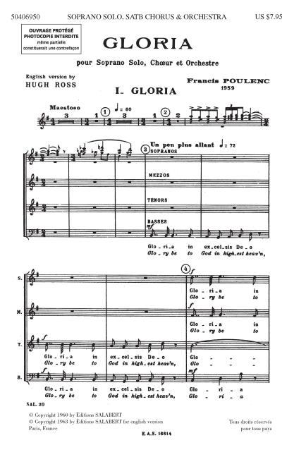 Carte Gloria: Satb Francis Poulenc