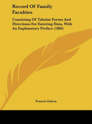 Livre Record Of Family Faculties Francis Galton