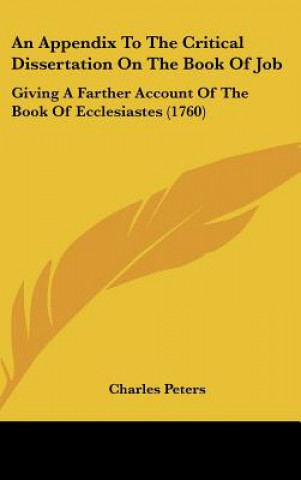 Carte An Appendix To The Critical Dissertation On The Book Of Job Charles Peters