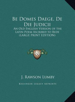 Kniha Be Domes Daege, De Die Judicii J. Rawson Lumby