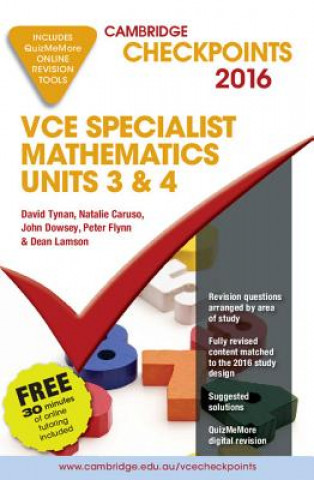 Knjiga Cambridge Checkpoints Vce Specialist Mathematics 2016 and Quiz Me More David Tynan