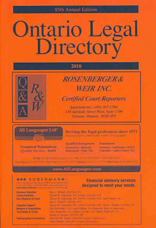 Kniha Ontario Legal Directory 2010: 2010 Lynn Browne