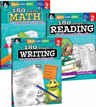 Carte 180 Days of Reading, Writing and Math for Second Grade 3-Book Set Teacher Created Materials